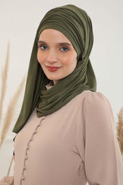 Jersey Shawl for Women 95% Cotton Bonnet Modesty Turban Cap Wrap Instant Scarf,BT-1 Army Green