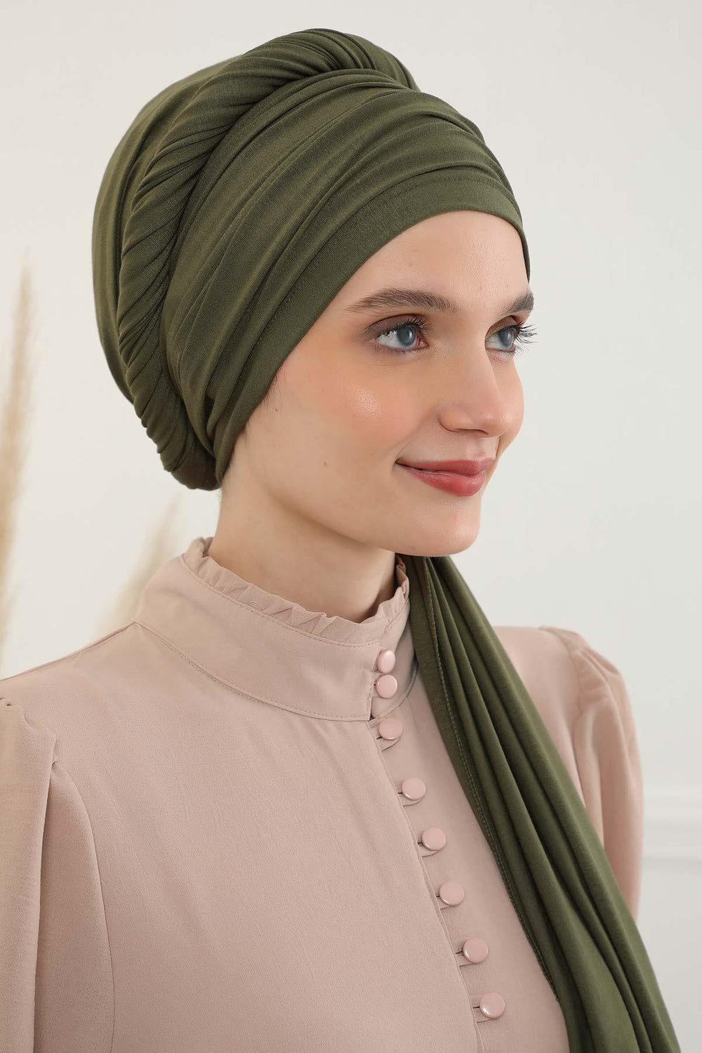 Premium Jersey Shawl Hijab for Women, Easy to Wear Cotton Headscarf, Lightweight and Breathable Instant Jersey Shawl, Mother's Day Gift,BT-1 Army Green