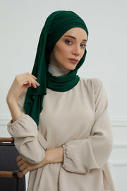 Jersey Shawl for Women 95% Cotton Bonnet Modesty Turban Cap Wrap Instant Scarf,BT-1 Green