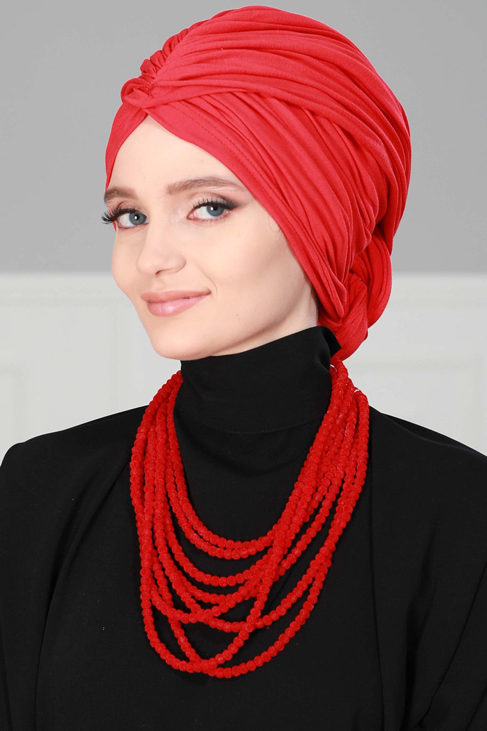 Premium Jersey Shawl Hijab for Women, Easy to Wear Cotton Headscarf, Lightweight and Breathable Instant Jersey Shawl, Mother's Day Gift,BT-1 Red