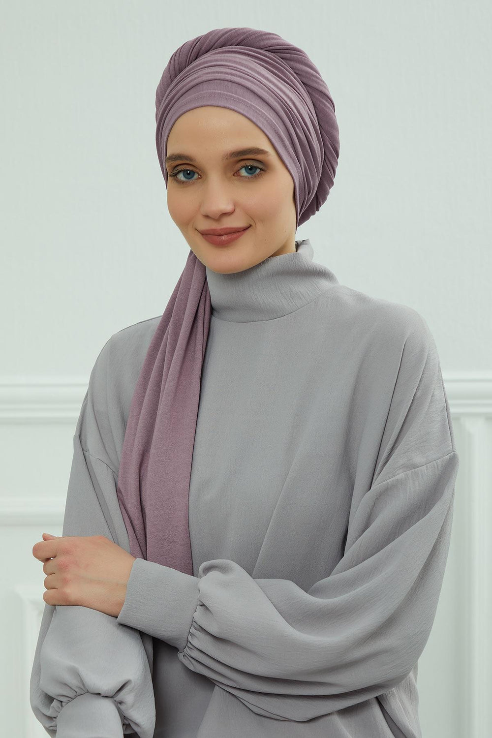 Premium Jersey Shawl Hijab for Women, Easy to Wear Cotton Headscarf, Lightweight and Breathable Instant Jersey Shawl, Mother's Day Gift,BT-1 Lilac