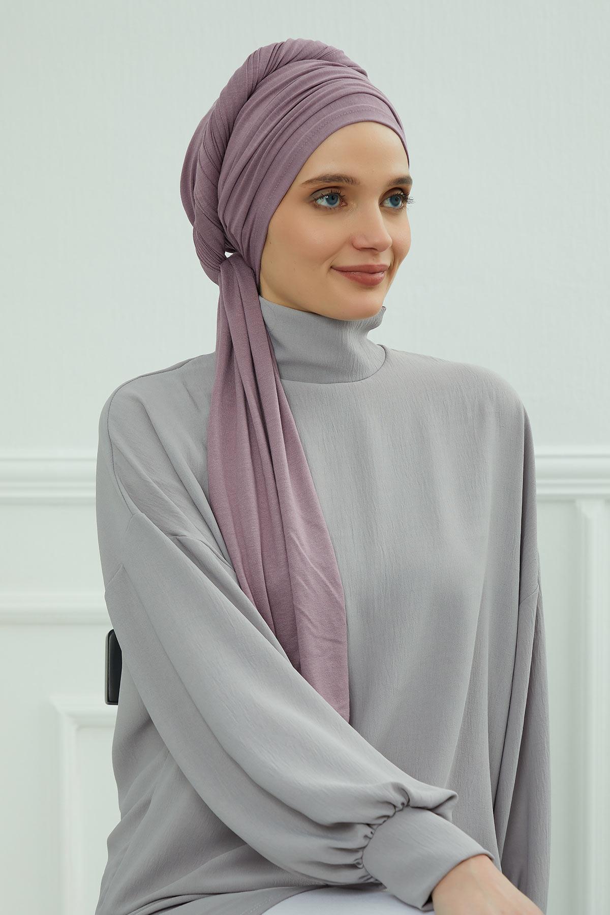 Premium Jersey Shawl Hijab for Women, Easy to Wear Cotton Headscarf, Lightweight and Breathable Instant Jersey Shawl, Mother's Day Gift,BT-1 Lilac