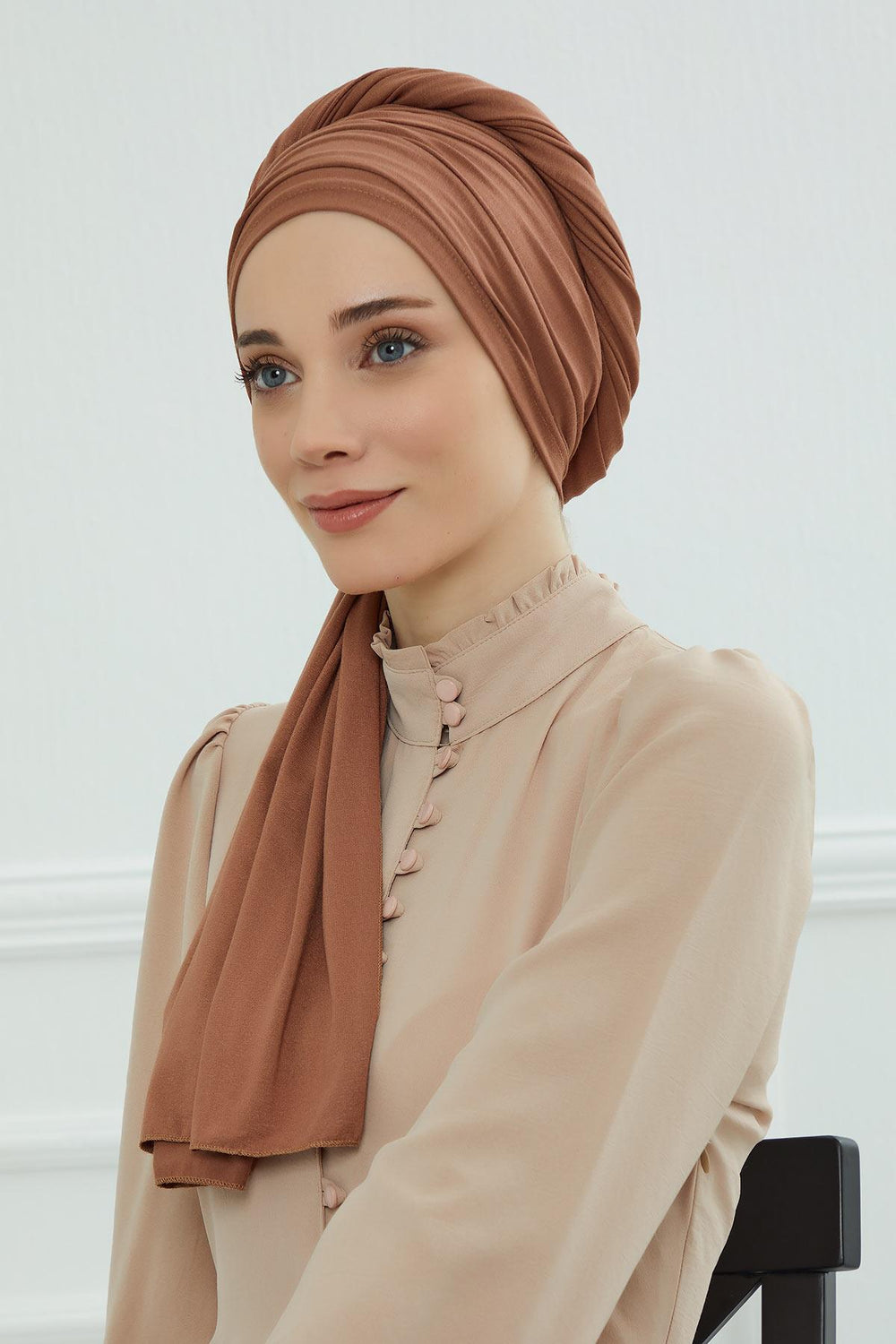 Premium Jersey Shawl Hijab for Women, Easy to Wear Cotton Headscarf, Lightweight and Breathable Instant Jersey Shawl, Mother's Day Gift,BT-1 Caramel Brown