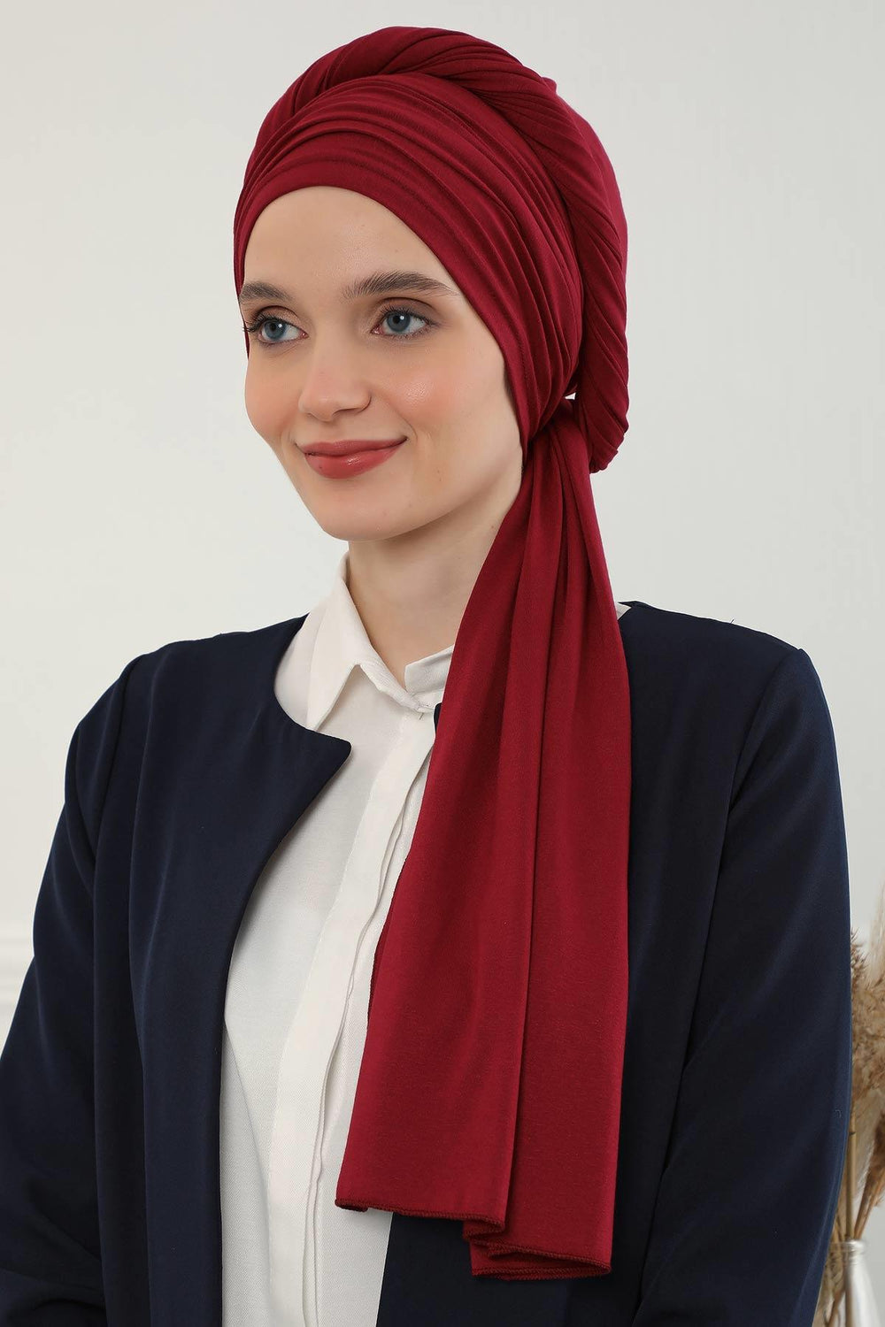 Premium Jersey Shawl Hijab for Women, Easy to Wear Cotton Headscarf, Lightweight and Breathable Instant Jersey Shawl, Mother's Day Gift,BT-1 Maroon
