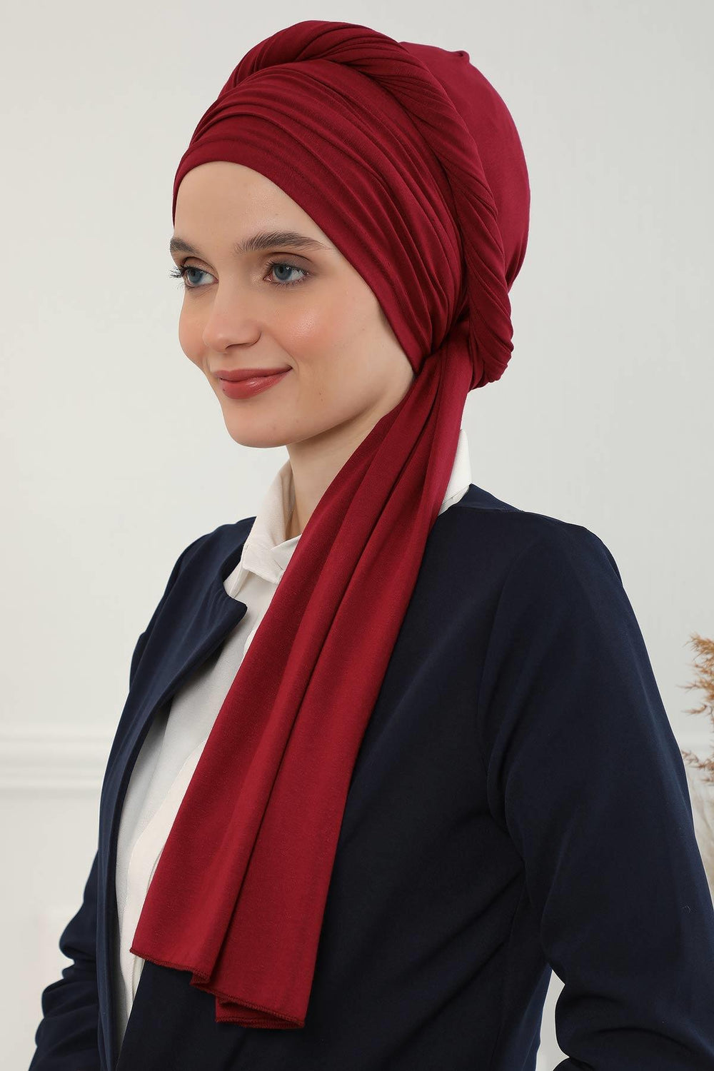 Premium Jersey Shawl Hijab for Women, Easy to Wear Cotton Headscarf, Lightweight and Breathable Instant Jersey Shawl, Mother's Day Gift,BT-1 Maroon