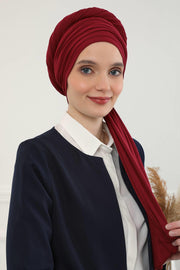 Jersey Shawl for Women 95% Cotton Bonnet Modesty Turban Cap Wrap Instant Scarf,BT-1 Maroon