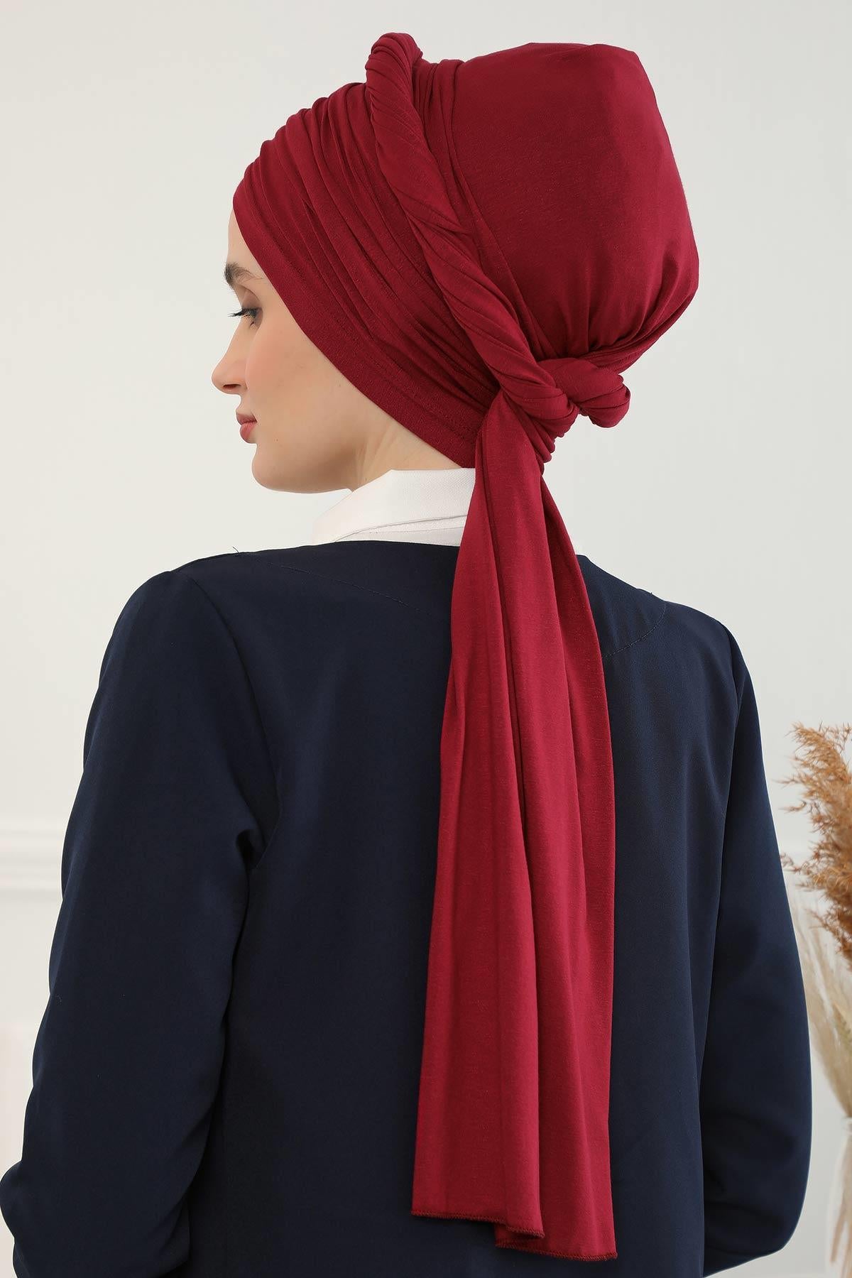 Premium Jersey Shawl Hijab for Women, Easy to Wear Cotton Headscarf, Lightweight and Breathable Instant Jersey Shawl, Mother's Day Gift,BT-1 Maroon