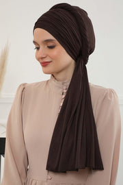 Jersey Shawl for Women 95% Cotton Bonnet Modesty Turban Cap Wrap Instant Scarf,BT-1 Brown