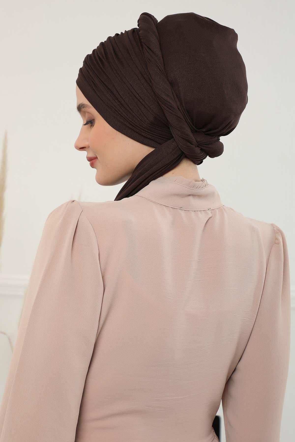 Premium Jersey Shawl Hijab for Women, Easy to Wear Cotton Headscarf, Lightweight and Breathable Instant Jersey Shawl, Mother's Day Gift,BT-1 Brown