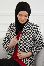 Jersey Shawl for Women 95% Cotton Bonnet Modesty Turban Cap Wrap Instant Scarf,BT-1 Black