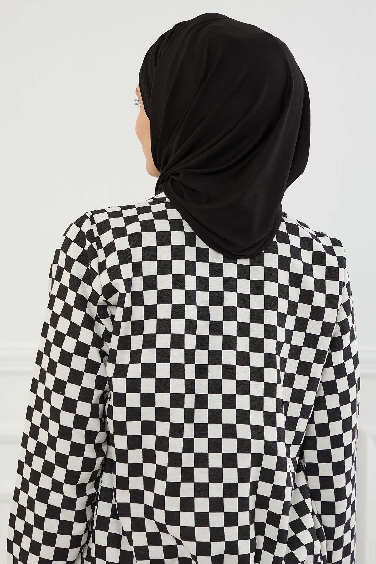 Premium Jersey Shawl Hijab for Women, Easy to Wear Cotton Headscarf, Lightweight and Breathable Instant Jersey Shawl, Mother's Day Gift,BT-1 Black