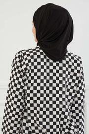 Jersey Shawl for Women 95% Cotton Bonnet Modesty Turban Cap Wrap Instant Scarf,BT-1 Black