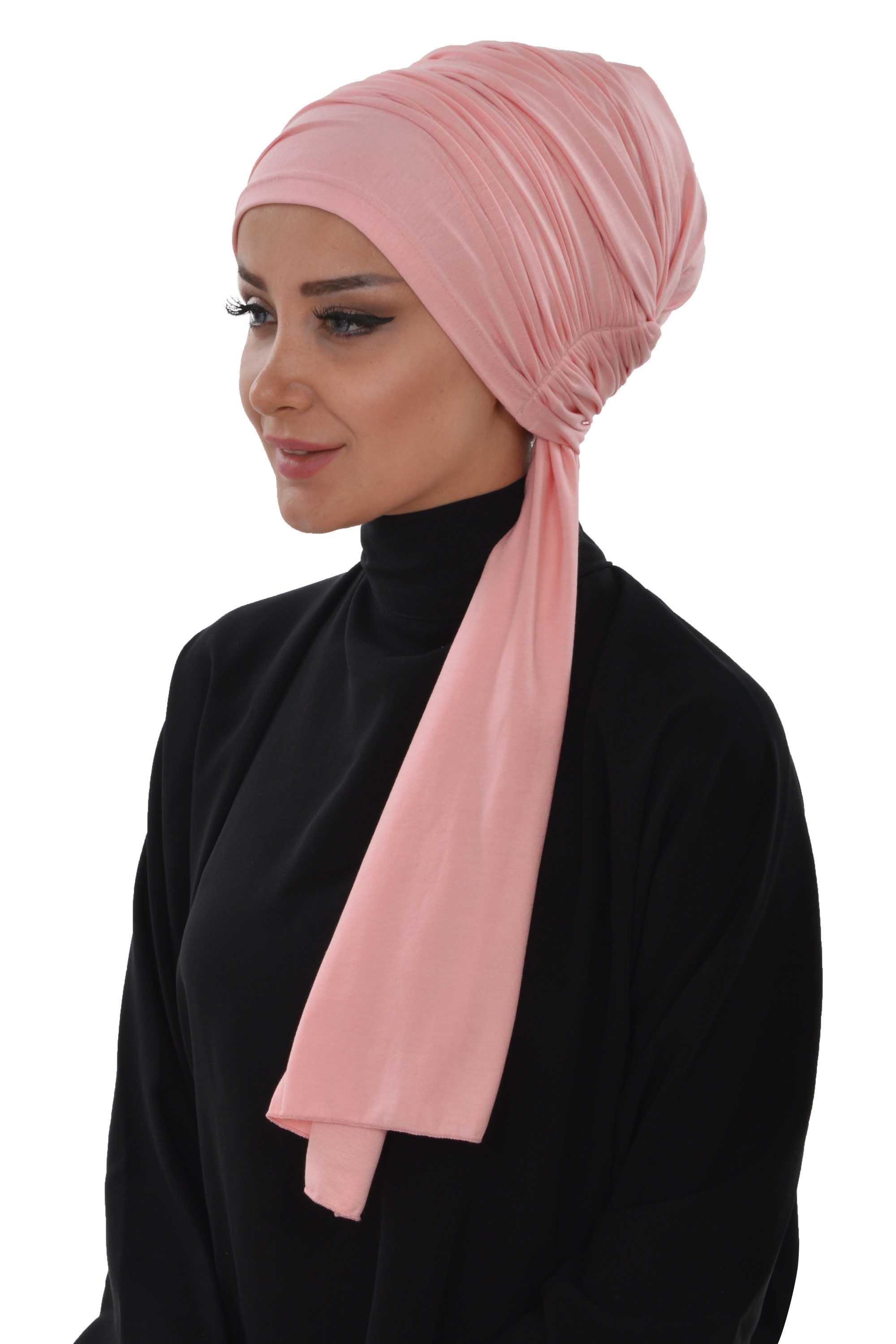 Premium Jersey Shawl Hijab for Women, Easy to Wear Cotton Headscarf, Lightweight and Breathable Instant Jersey Shawl, Mother's Day Gift,BT-1 Powder