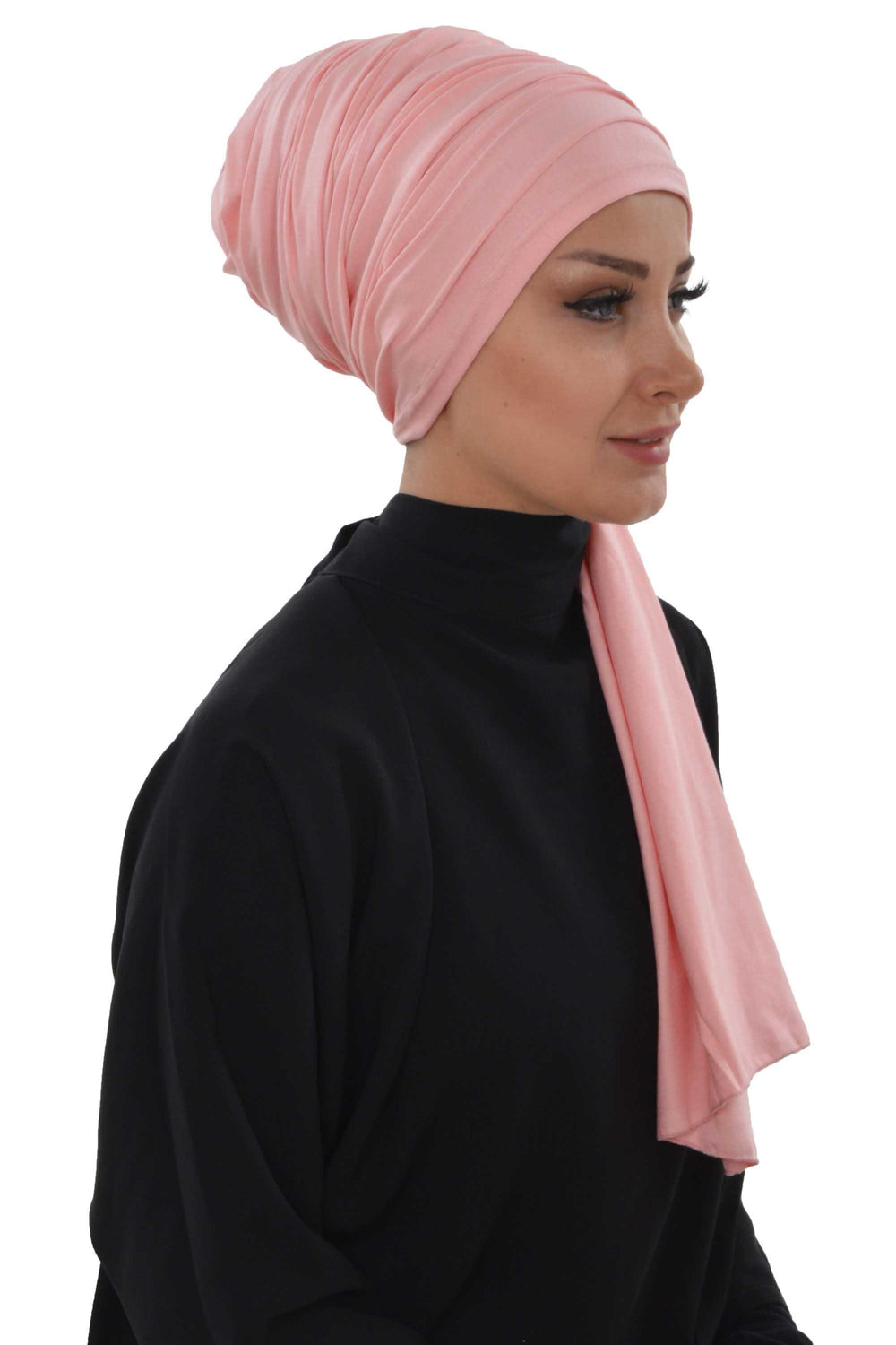 Premium Jersey Shawl Hijab for Women, Easy to Wear Cotton Headscarf, Lightweight and Breathable Instant Jersey Shawl, Mother's Day Gift,BT-1 Powder