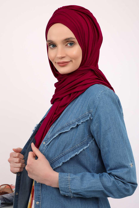 Jersey Shawl for Women 95% Cotton Head Wrap Instant Modesty Turban Cap Scarf Cross Stich Ready to Wear Hijab,PS-41