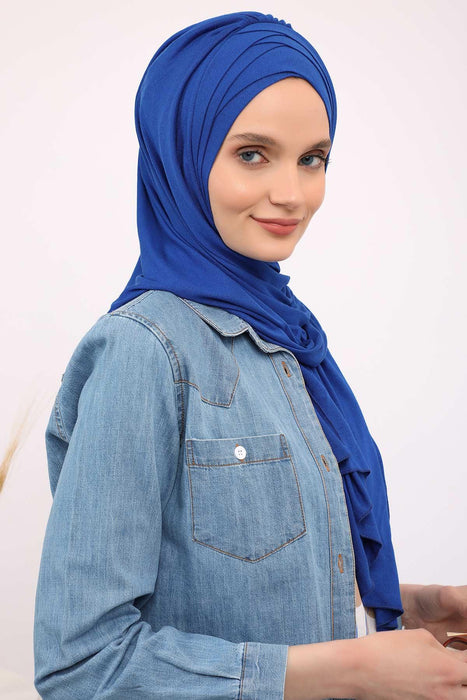 Jersey Shawl for Women 95% Cotton Head Wrap Instant Modesty Turban Cap Scarf Cross Stich Ready to Wear Hijab,PS-41
