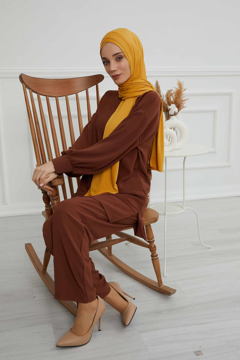 Jersey Shawl for Women 95% Cotton Head Wrap Instant Modesty Turban Cap Scarf Cross Stich Ready to Wear Hijab,PS-40 Mustard Yellow