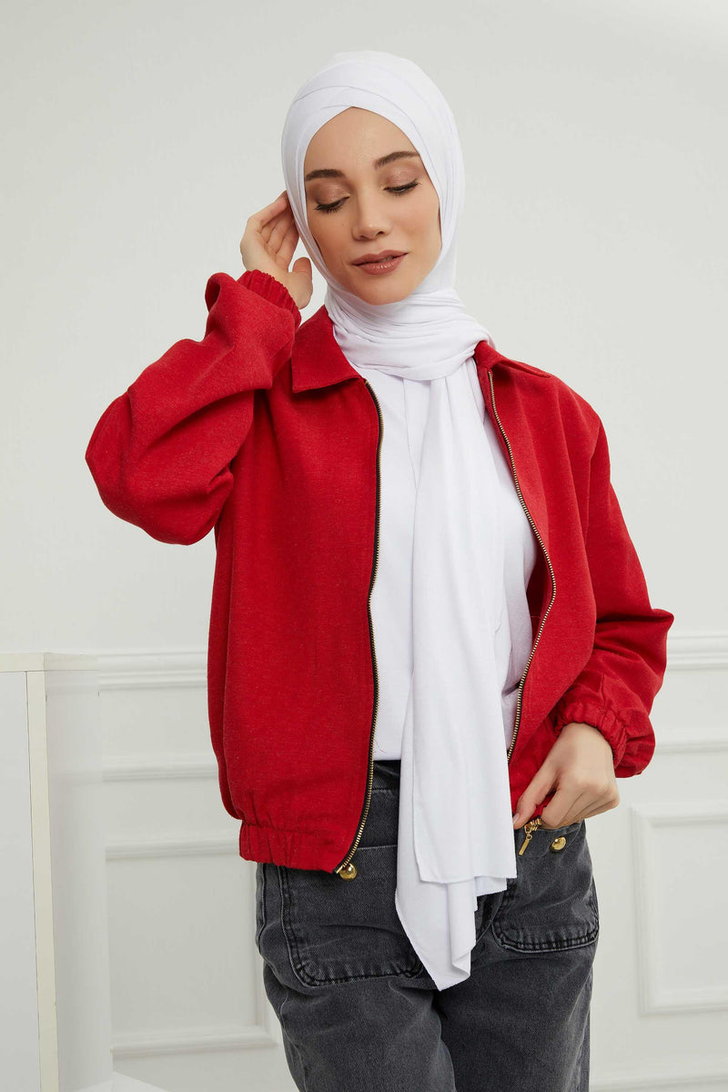 Jersey Shawl for Women 95% Cotton Head Wrap Instant Modesty Turban Cap Scarf Cross Stich Ready to Wear Hijab,PS-40 White