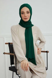 Jersey Shawl for Women 95% Cotton Head Wrap Instant Modesty Turban Cap Scarf Cross Stich Ready to Wear Hijab,PS-40 Green