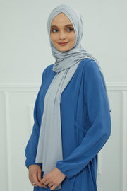 Jersey Shawl for Women 95% Cotton Head Wrap Instant Modesty Turban Cap Scarf Cross Stich Ready to Wear Hijab,PS-40 Grey 2