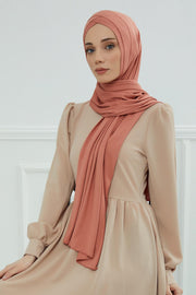 Jersey Shawl for Women 95% Cotton Head Wrap Instant Modesty Turban Cap Scarf Cross Stich Ready to Wear Hijab,PS-40 Salmon