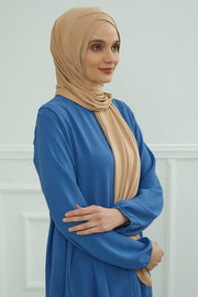 Jersey Shawl for Women 95% Cotton Head Wrap Instant Modesty Turban Cap Scarf Cross Stich Ready to Wear Hijab,PS-40 Sand Brown