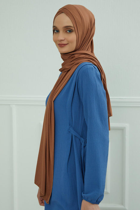 Jersey Shawl for Women 95% Cotton Head Wrap Instant Modesty Turban Cap Scarf Cross Stich Ready to Wear Hijab,PS-40