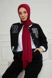 Jersey Shawl for Women 95% Cotton Head Wrap Instant Modesty Turban Cap Scarf Cross Stich Ready to Wear Hijab,PS-40 Maroon