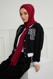 Jersey Shawl for Women 95% Cotton Head Wrap Instant Modesty Turban Cap Scarf Cross Stich Ready to Wear Hijab,PS-40 Maroon