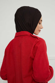 Jersey Shawl for Women 95% Cotton Head Wrap Instant Modesty Turban Cap Scarf Cross Stich Ready to Wear Hijab,PS-40 Black