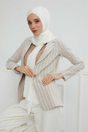 Jersey Shawl for Women 95% Cotton Head Wrap Instant Modesty Turban Cap Scarf Cross Stich Ready to Wear Hijab,PS-40 Ivory