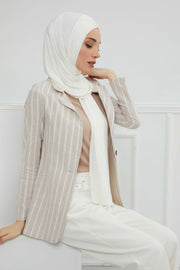 Jersey Shawl for Women 95% Cotton Head Wrap Instant Modesty Turban Cap Scarf Cross Stich Ready to Wear Hijab,PS-40 Ivory