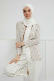 Jersey Shawl for Women 95% Cotton Head Wrap Instant Modesty Turban Cap Scarf Cross Stich Ready to Wear Hijab,PS-40 Ivory