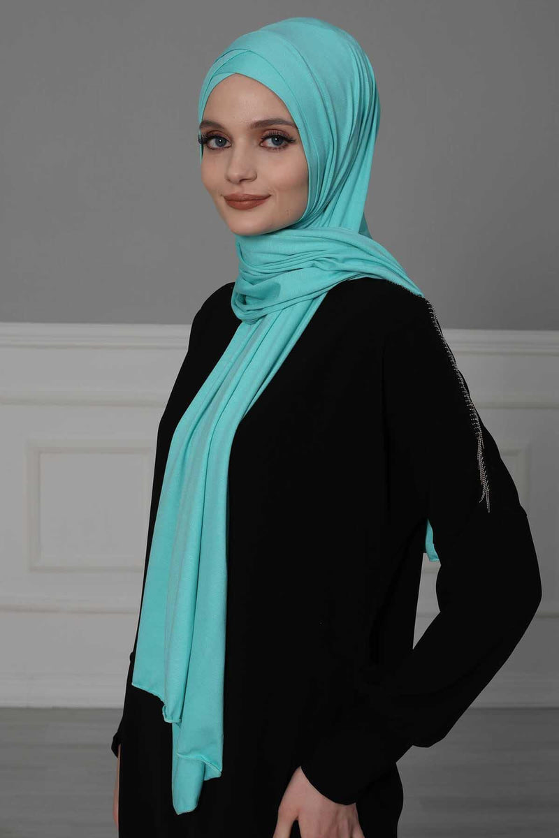 Comfort Fit Cotton Jersey Hijab, Breathable Lycra Blend Shawl for Women, Easy Daily Wear Modest Headscarf,PS-40