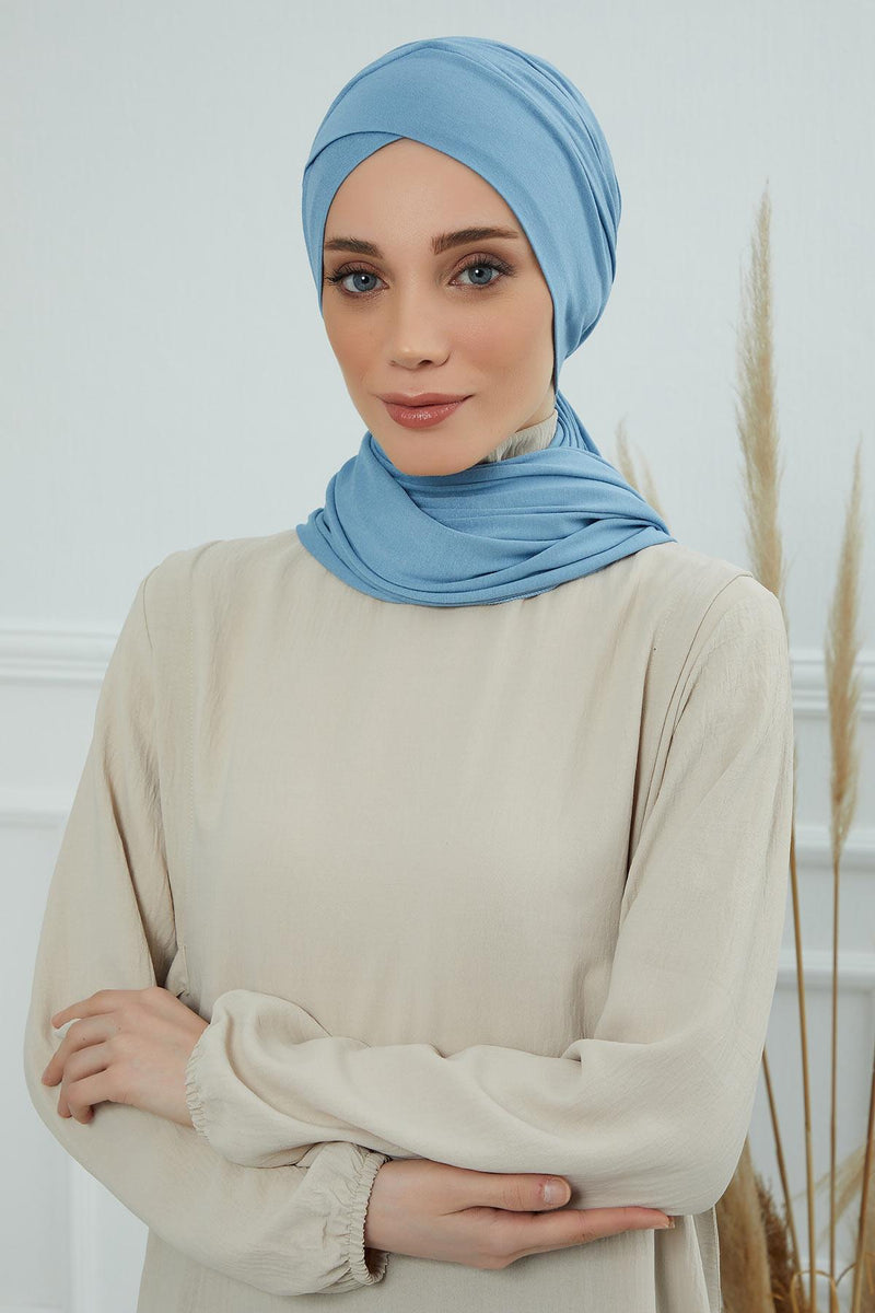 Jersey Shawl for Women 95% Cotton Modesty Turban Cap Wrap Instant Scarf Shawl,BT-3