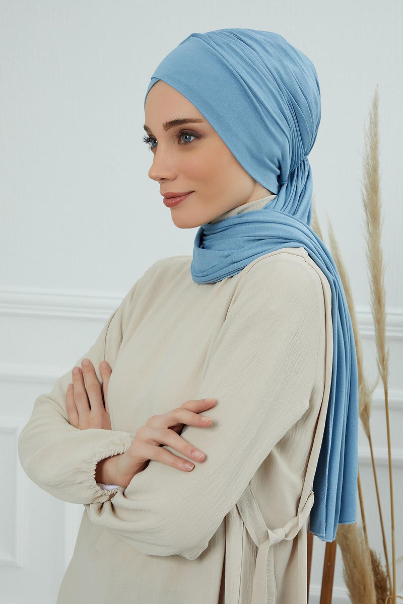Jersey Shawl for Women 95% Cotton Modesty Turban Cap Wrap Instant Scarf Shawl,BT-3