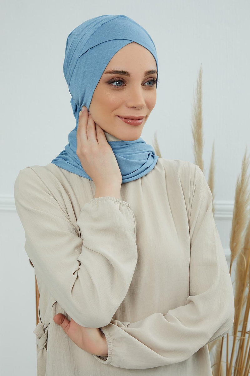 Jersey Shawl for Women 95% Cotton Modesty Turban Cap Wrap Instant Scarf Shawl,BT-3