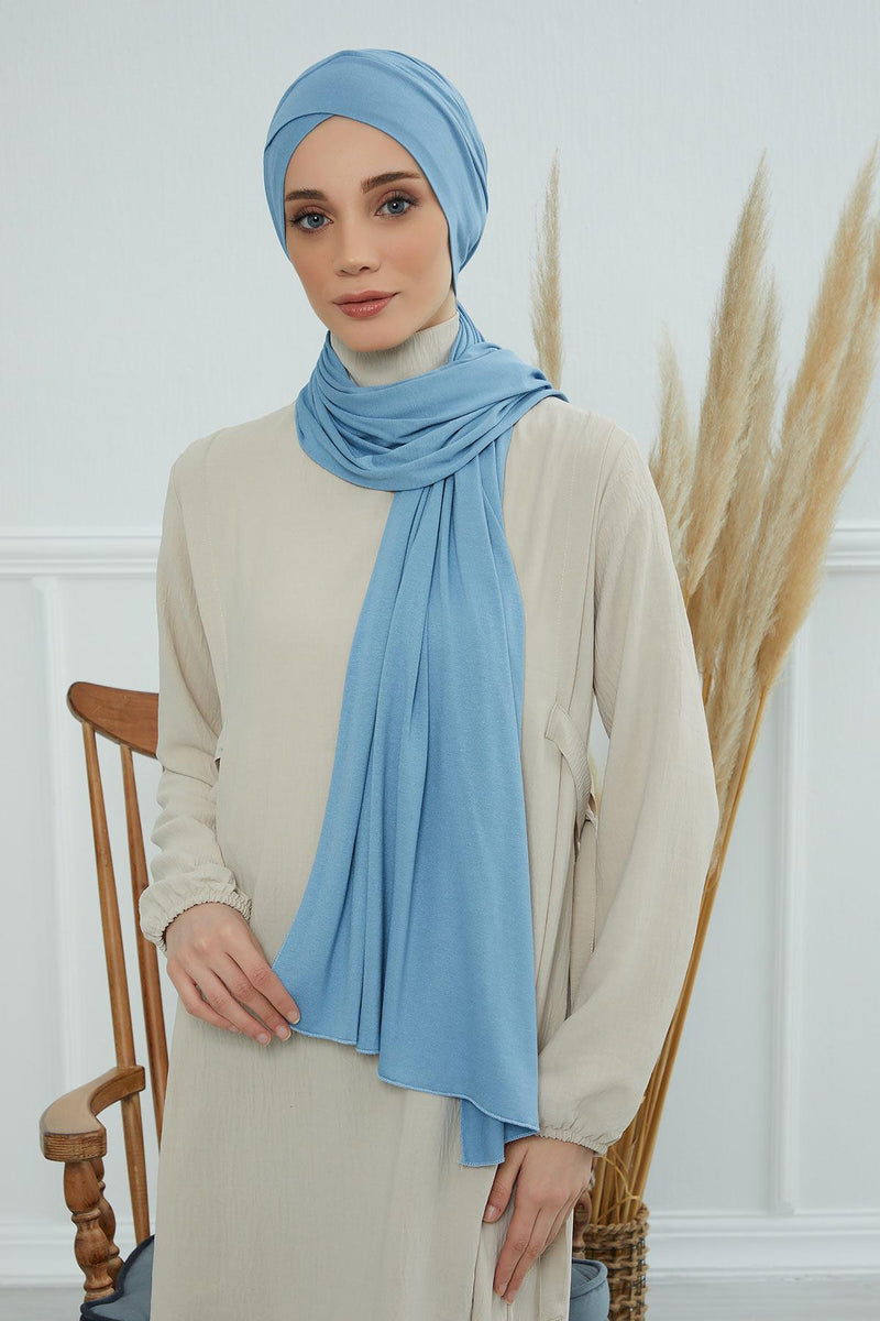 Jersey Shawl for Women 95% Cotton Modesty Turban Cap Wrap Instant Scarf Shawl,BT-3