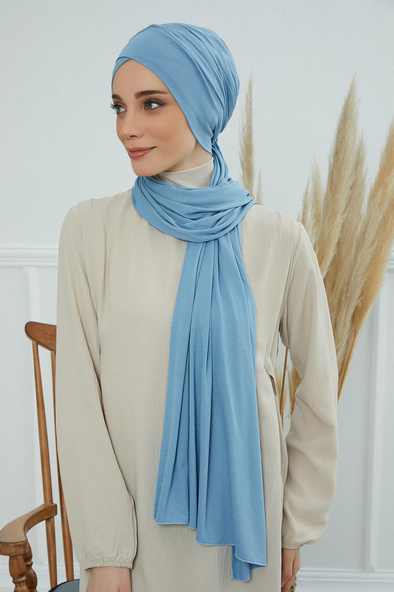 Jersey Shawl for Women 95% Cotton Modesty Turban Cap Wrap Instant Scarf Shawl,BT-3