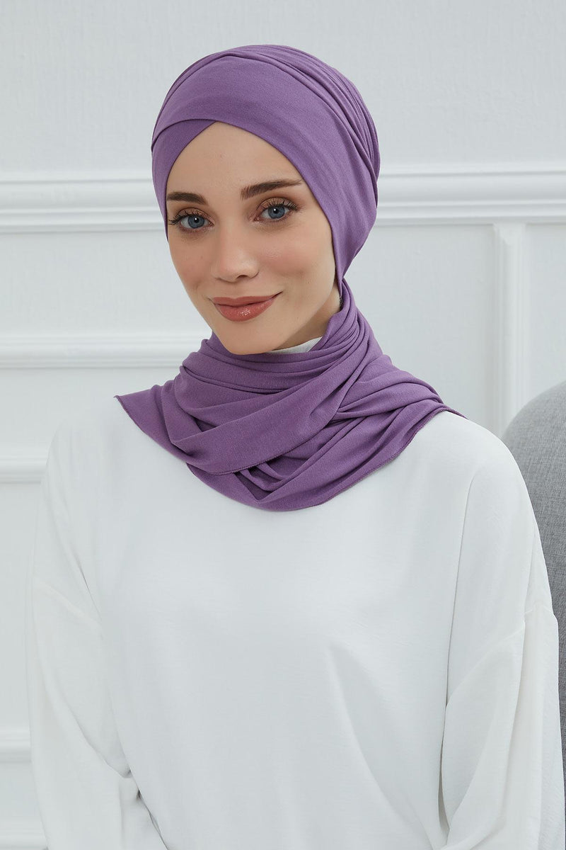 Jersey Shawl for Women 95% Cotton Modesty Turban Cap Wrap Instant Scarf Shawl,BT-3
