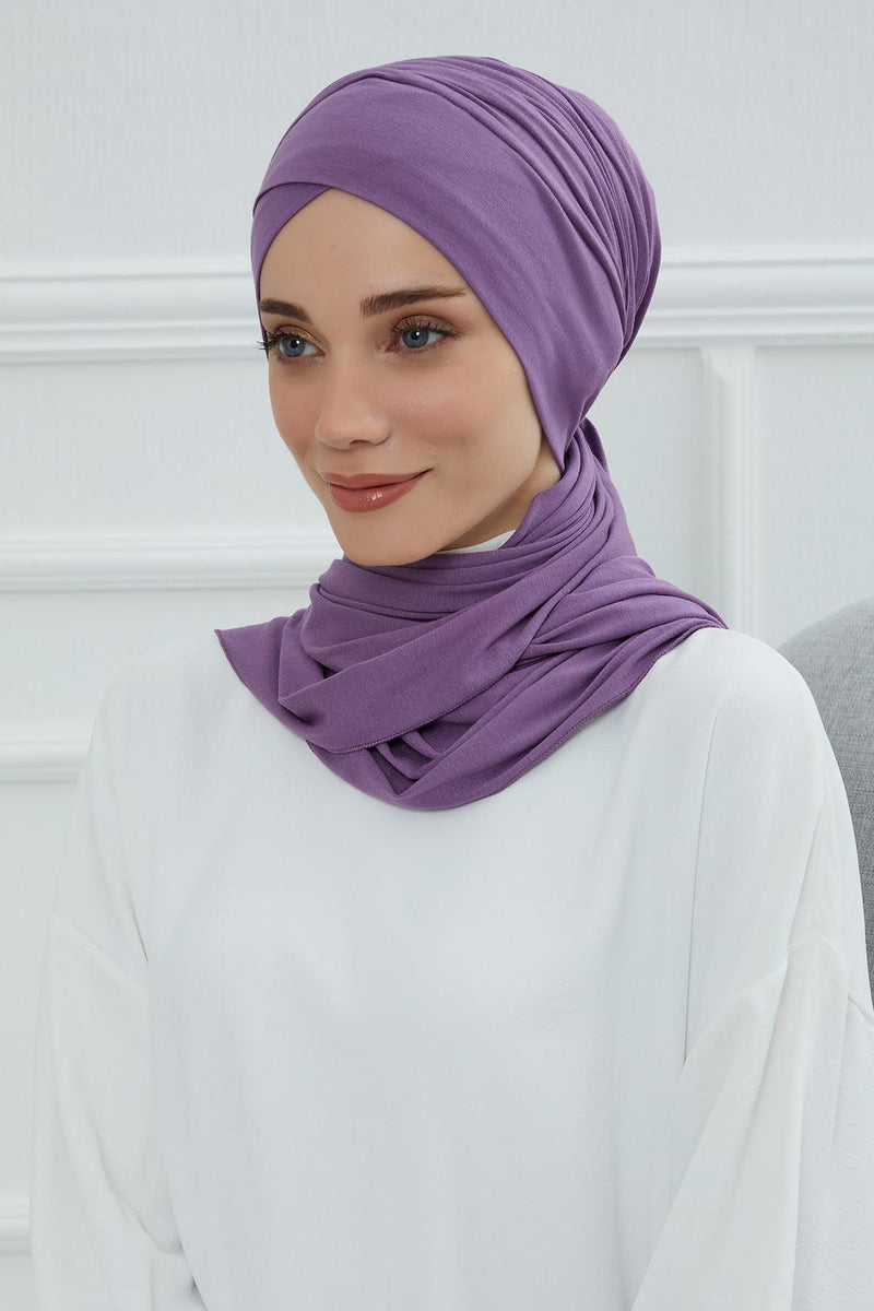 Jersey Shawl for Women 95% Cotton Modesty Turban Cap Wrap Instant Scarf Shawl,BT-3