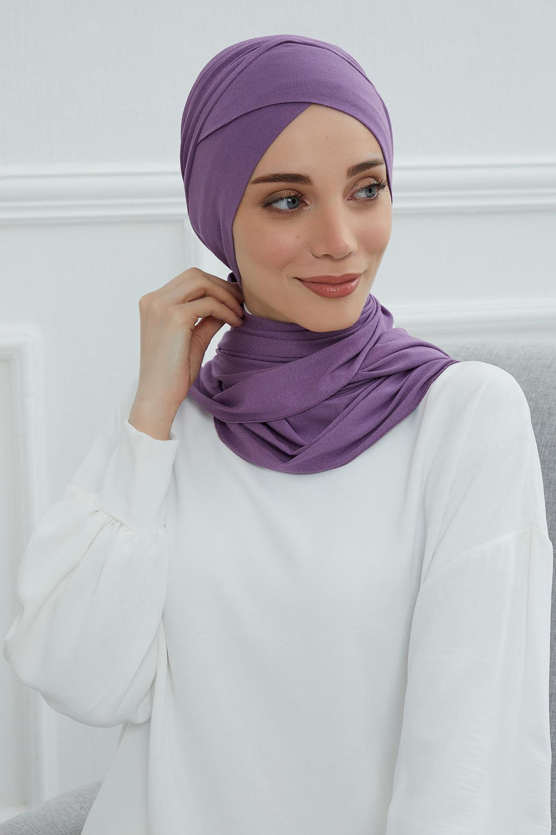 Jersey Shawl for Women 95% Cotton Modesty Turban Cap Wrap Instant Scarf Shawl,BT-3