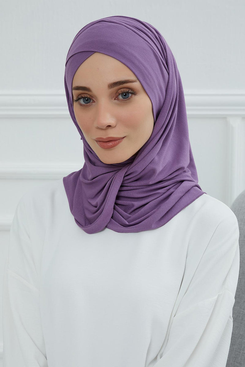 Jersey Shawl for Women 95% Cotton Modesty Turban Cap Wrap Instant Scarf Shawl,BT-3