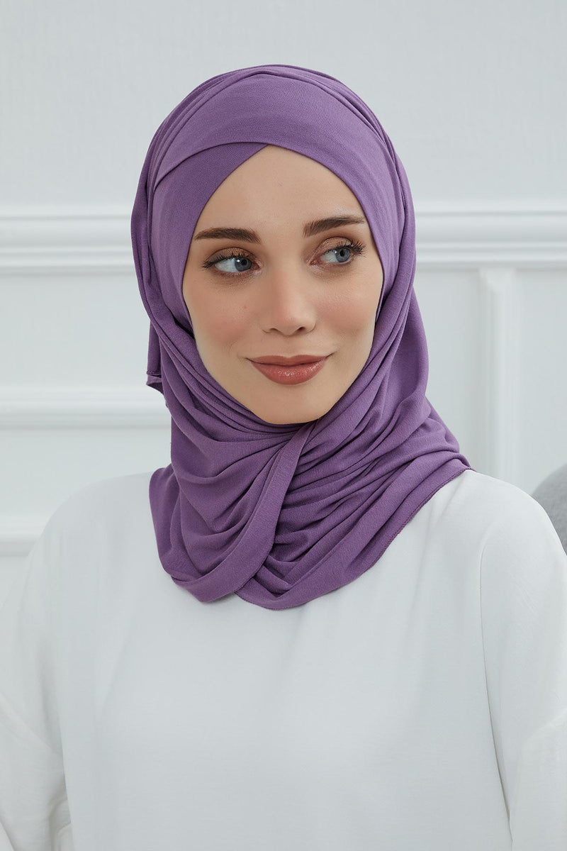 Jersey Shawl for Women 95% Cotton Modesty Turban Cap Wrap Instant Scarf Shawl,BT-3