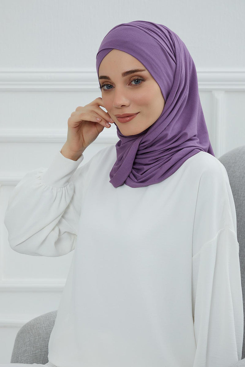 Jersey Shawl for Women 95% Cotton Modesty Turban Cap Wrap Instant Scarf Shawl,BT-3