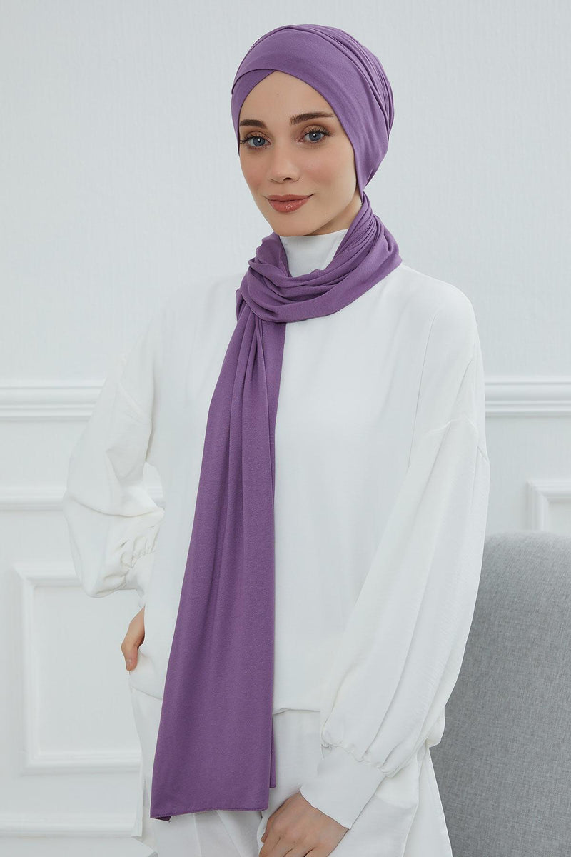Jersey Shawl for Women 95% Cotton Modesty Turban Cap Wrap Instant Scarf Shawl,BT-3