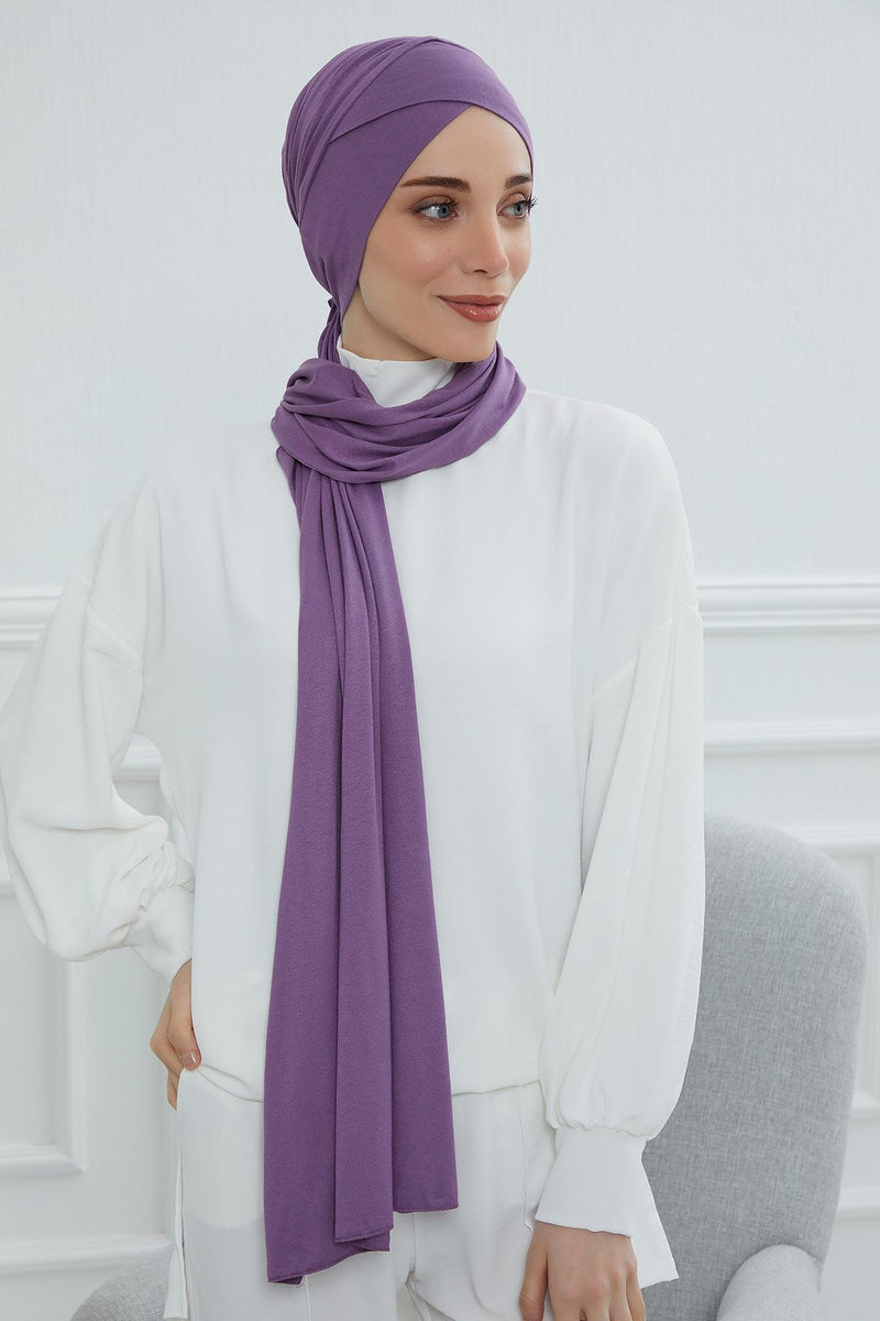 Jersey Shawl for Women 95% Cotton Modesty Turban Cap Wrap Instant Scarf Shawl,BT-3
