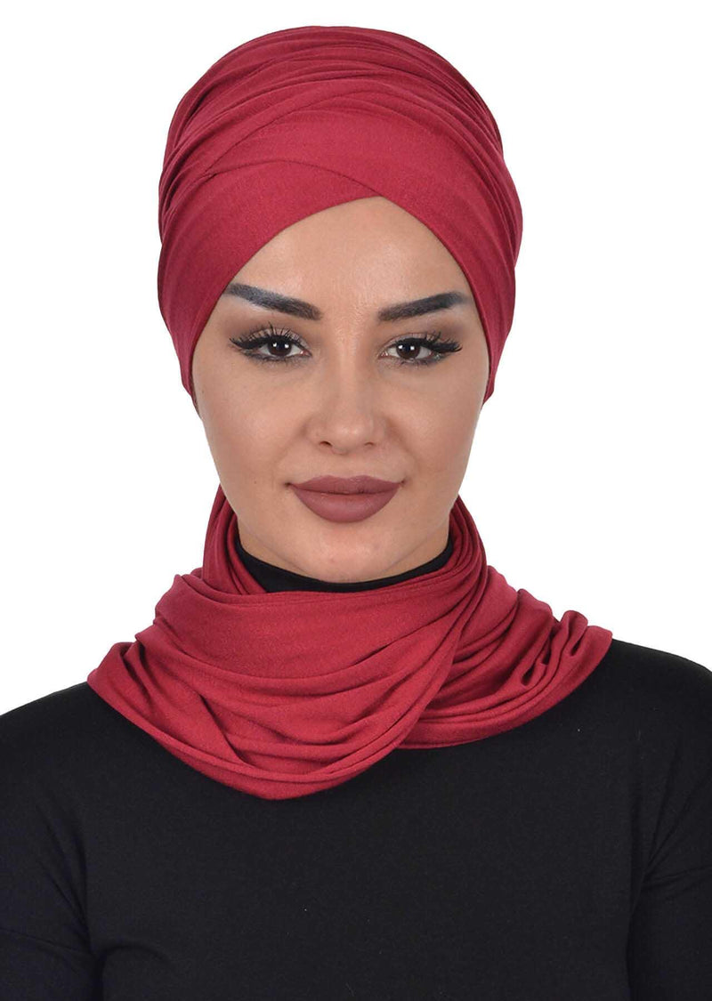 Jersey Shawl for Women 95% Cotton Modesty Turban Cap Wrap Instant Scarf Shawl,BT-3