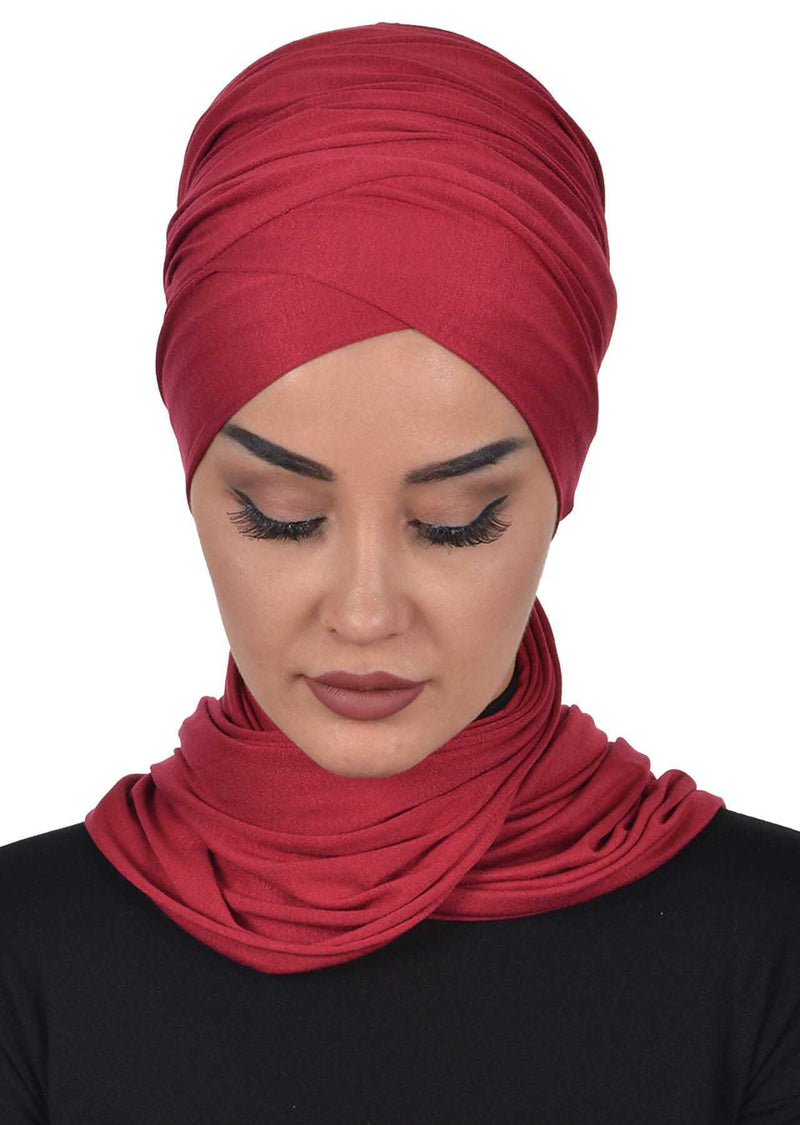 Jersey Shawl for Women 95% Cotton Modesty Turban Cap Wrap Instant Scarf Shawl,BT-3