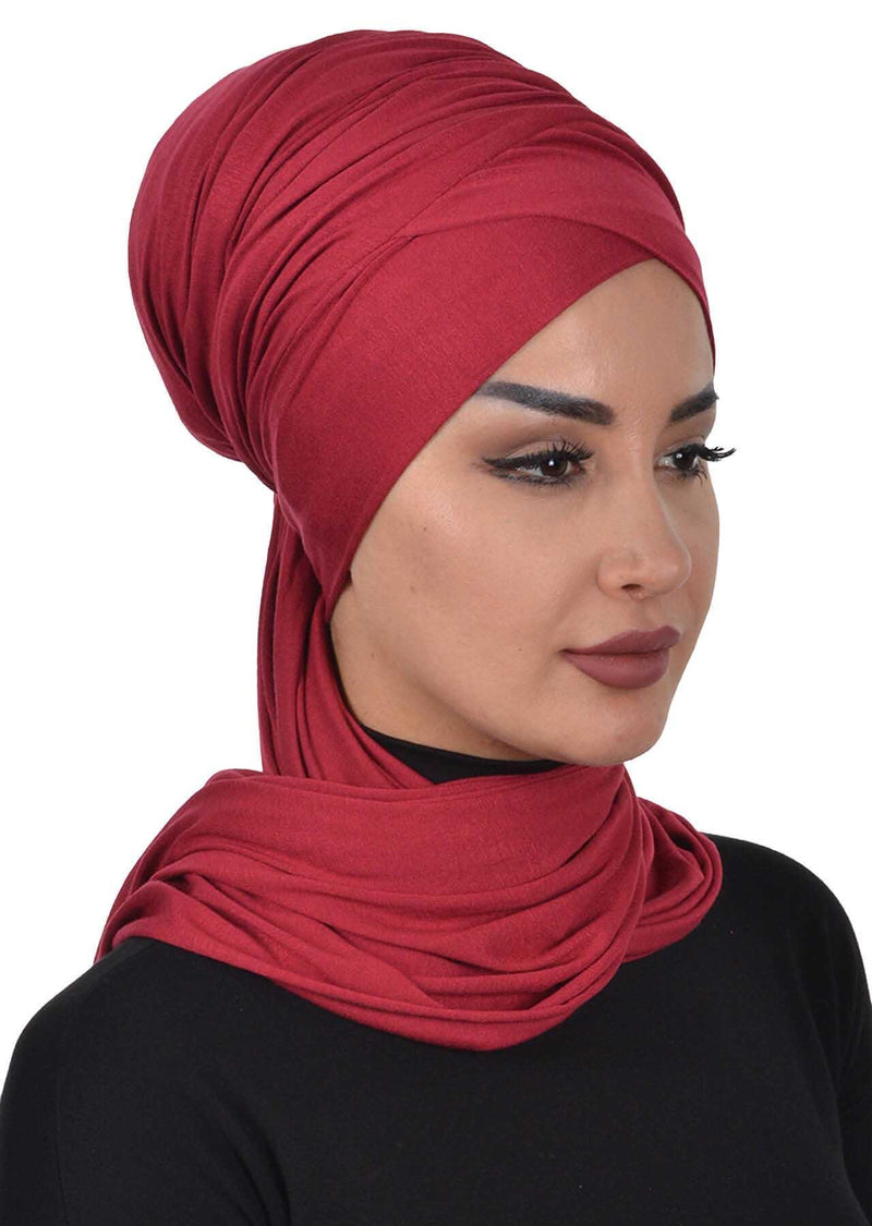 Jersey Shawl for Women 95% Cotton Modesty Turban Cap Wrap Instant Scarf Shawl,BT-3
